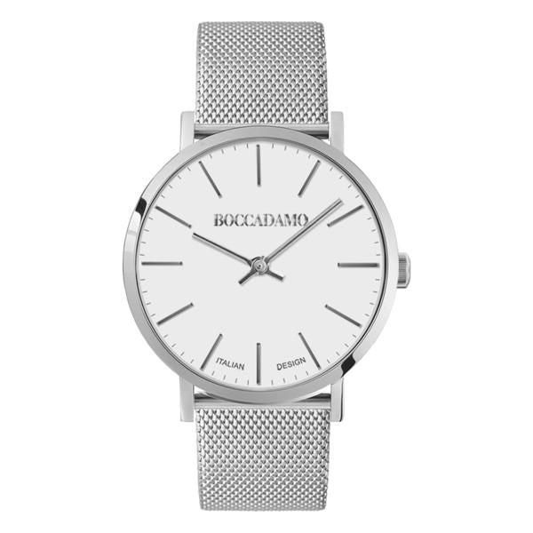 Orologio con quadrante bianco e cinturino maglia Milano in acciaio Default Title