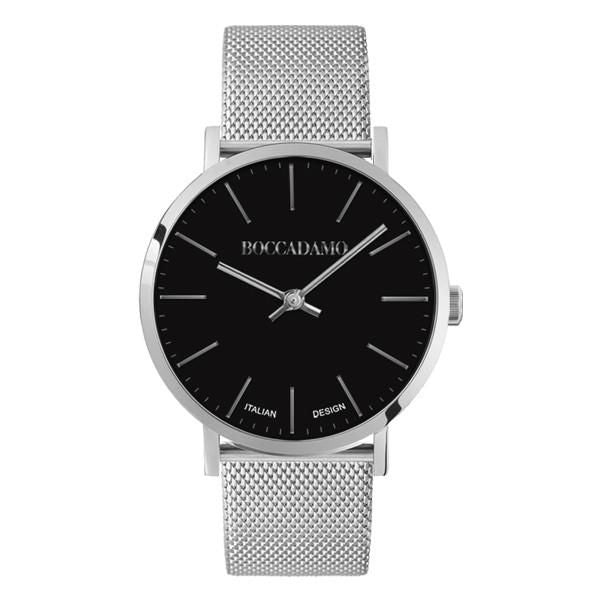 Orologio con quadrante nero e cinturino maglia Milano in acciaio Default Title