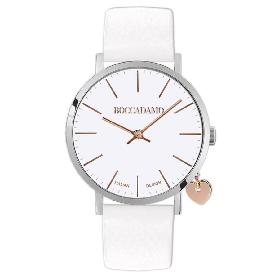 Orologio donna con cinturino in pelle bianca e charm laterale Default Title