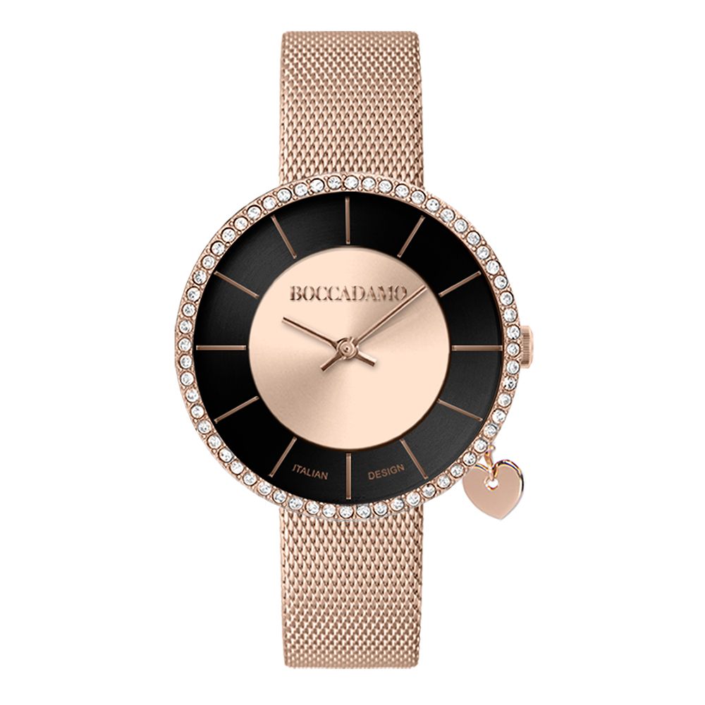 Orologio rosato con quadrante bicolor su due livelli e charm a cuore laterale Default Title