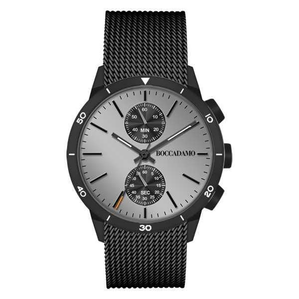 Orologio crono con quadrante silver e cinturino nero Default Title