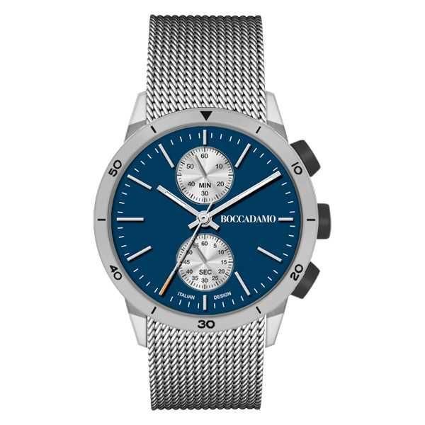 Orologio crono con quadrante blu e cinturino grigio Default Title