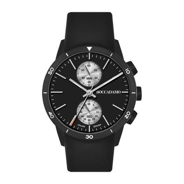 Orologio crono con quadrante nero, interni grigi e cinturino nero Default Title