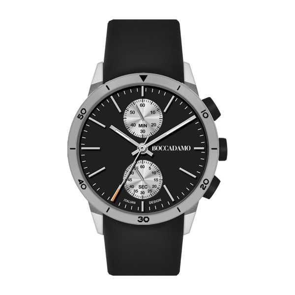 Orologio crono con quadrante nero e grigio e cinturino black Default Title