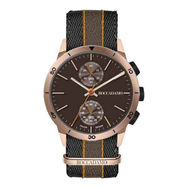 Orologio crono con quadrante nero, cassa rosata  e cinturino in nylon Default Title