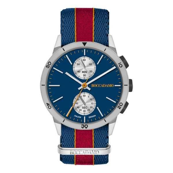 Orologio crono con quadrante blu navy, cassa grigia e cinturino in nylon Default Title