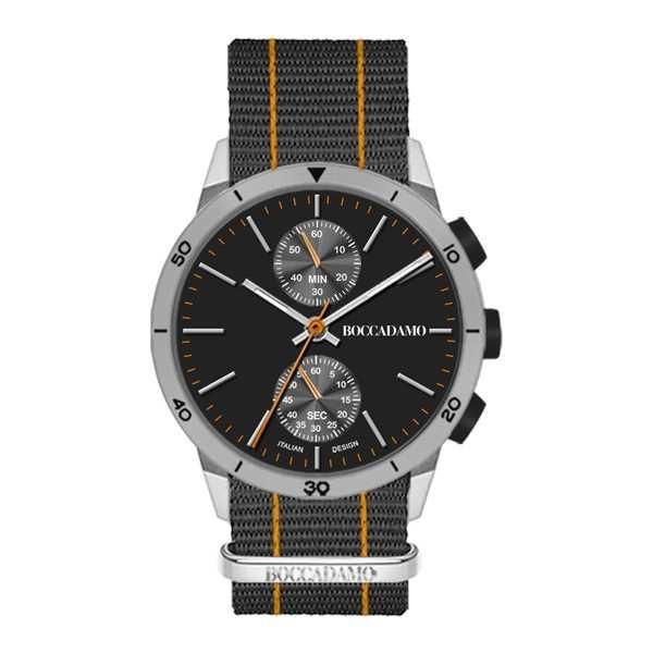 Orologio crono con quadrante nero, cassa grigia e cinturino in nylon Default Title