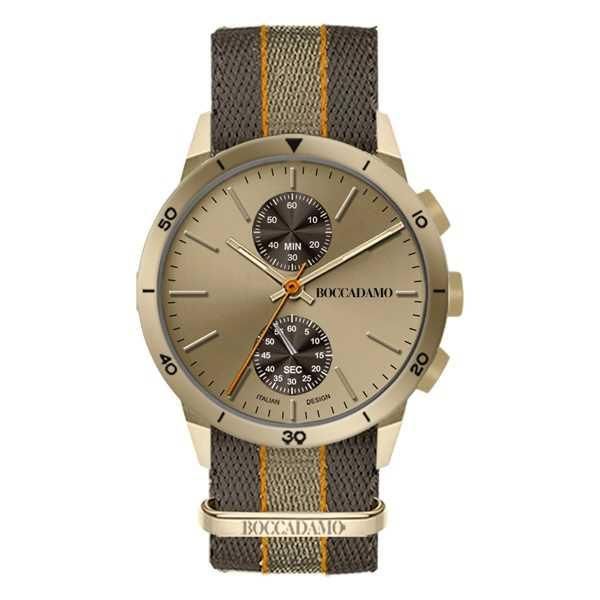 Orologio crono con quadrante e cassa color bronzo e cinturino in nylon Default Title