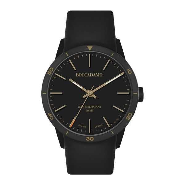 Orologio con quadrante nero e oro, cinturino in silicone Default Title