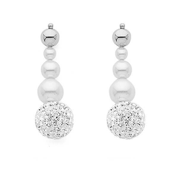 Orecchini pendenti con perle Swarovski e boule di strass Default Title