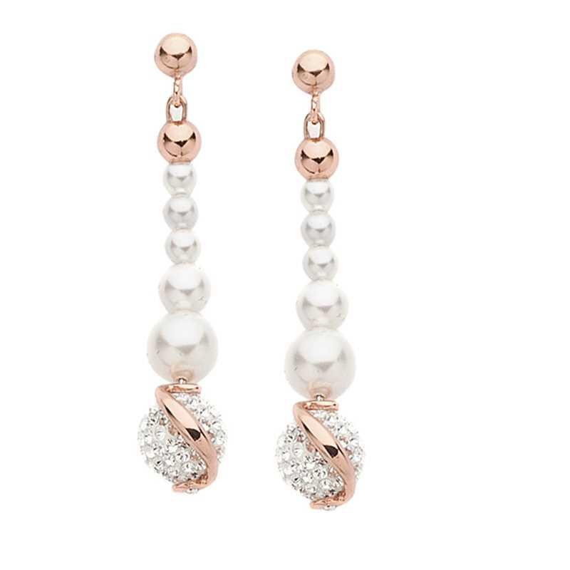 Pendenti in argento placcato oro rosa con perle e strass Default Title