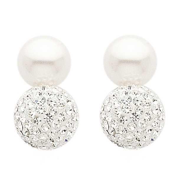 Orecchini in argento con perla e strass Default Title
