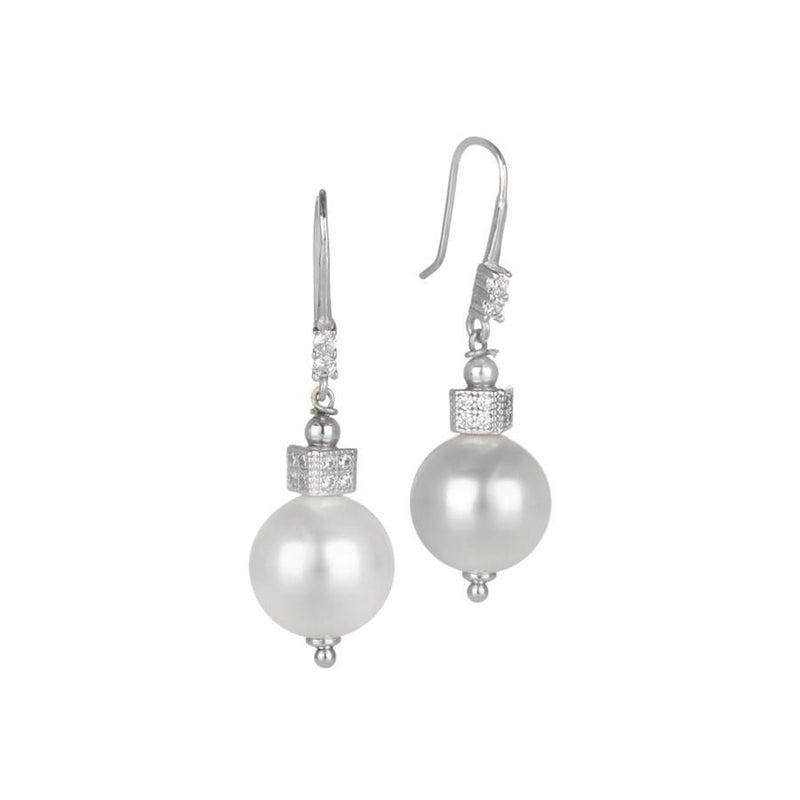 Orecchini pendenti con perla Swarovski e cubetto di zirconi Default Title