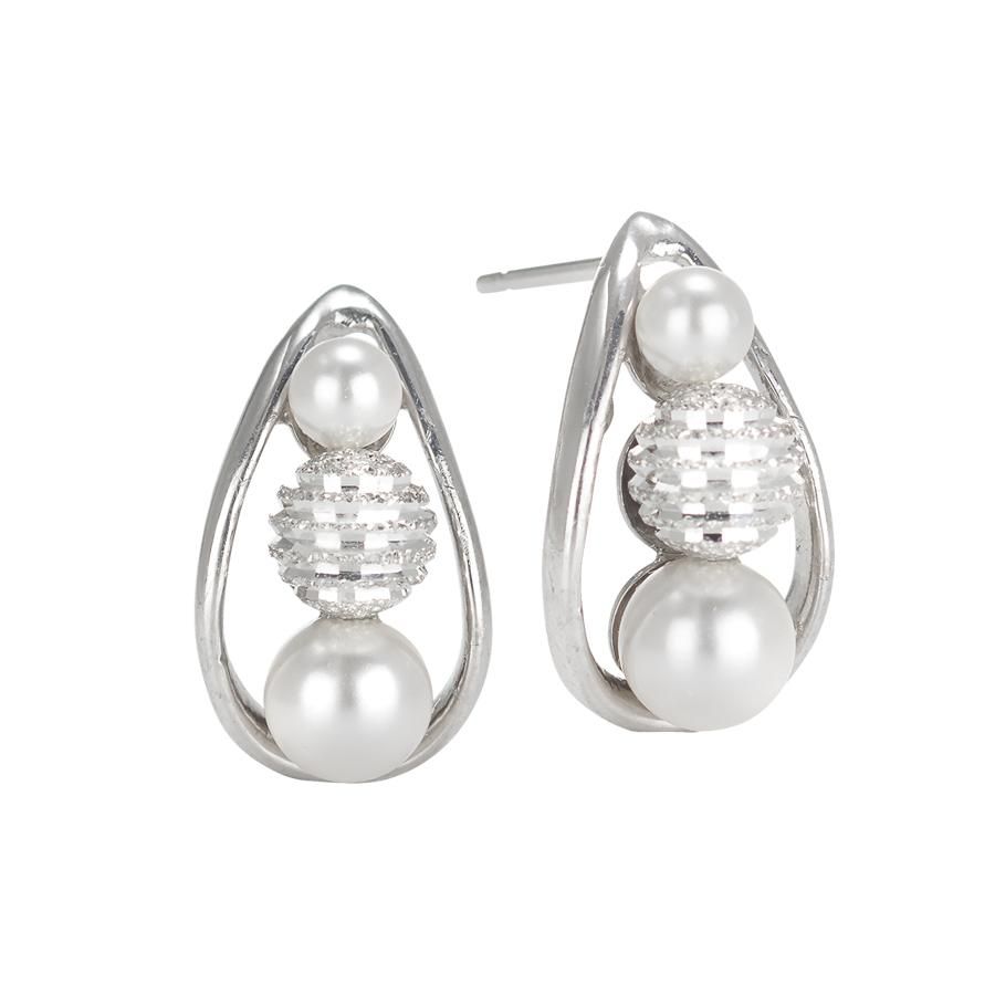Orecchini mezzaluna con perle Swarovski e sfera diamantata Default Title