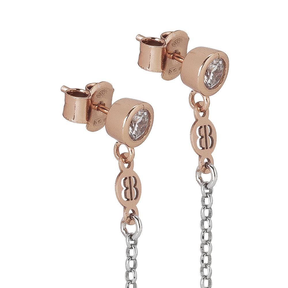 Orecchini bicolor con zircone taglio diamante finale Default Title