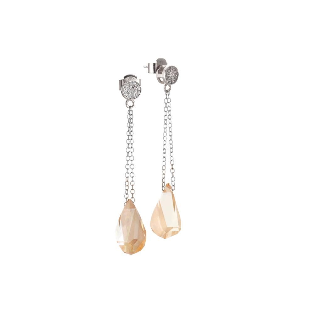 Orecchini con cristallo Swarovski sfaccettato golden shadow e zirconi Default Title