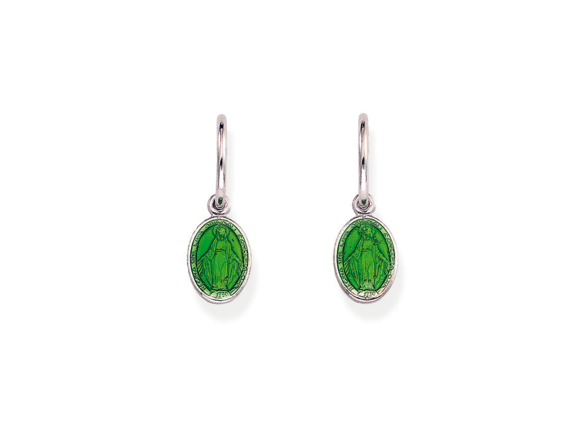 Orecchini in AG925 e smalto verde  (Lungh. 2cm) Default Title