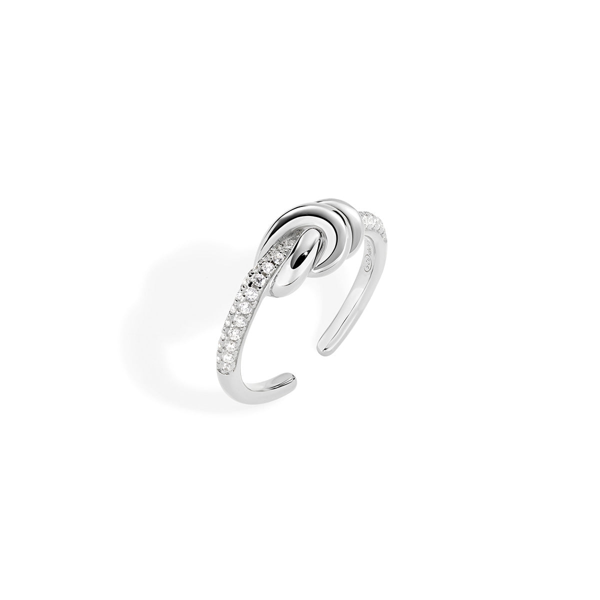 Anello Nodo d'Amore in Ottone Rodio con Zirconi