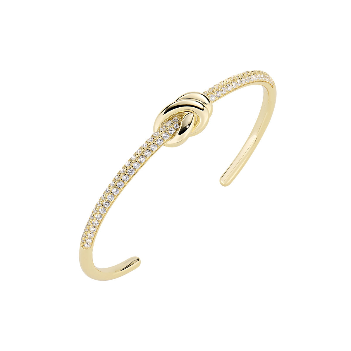 Bracciale Rigido Nodo d'Amore in Ottone Dorato con Zirconi