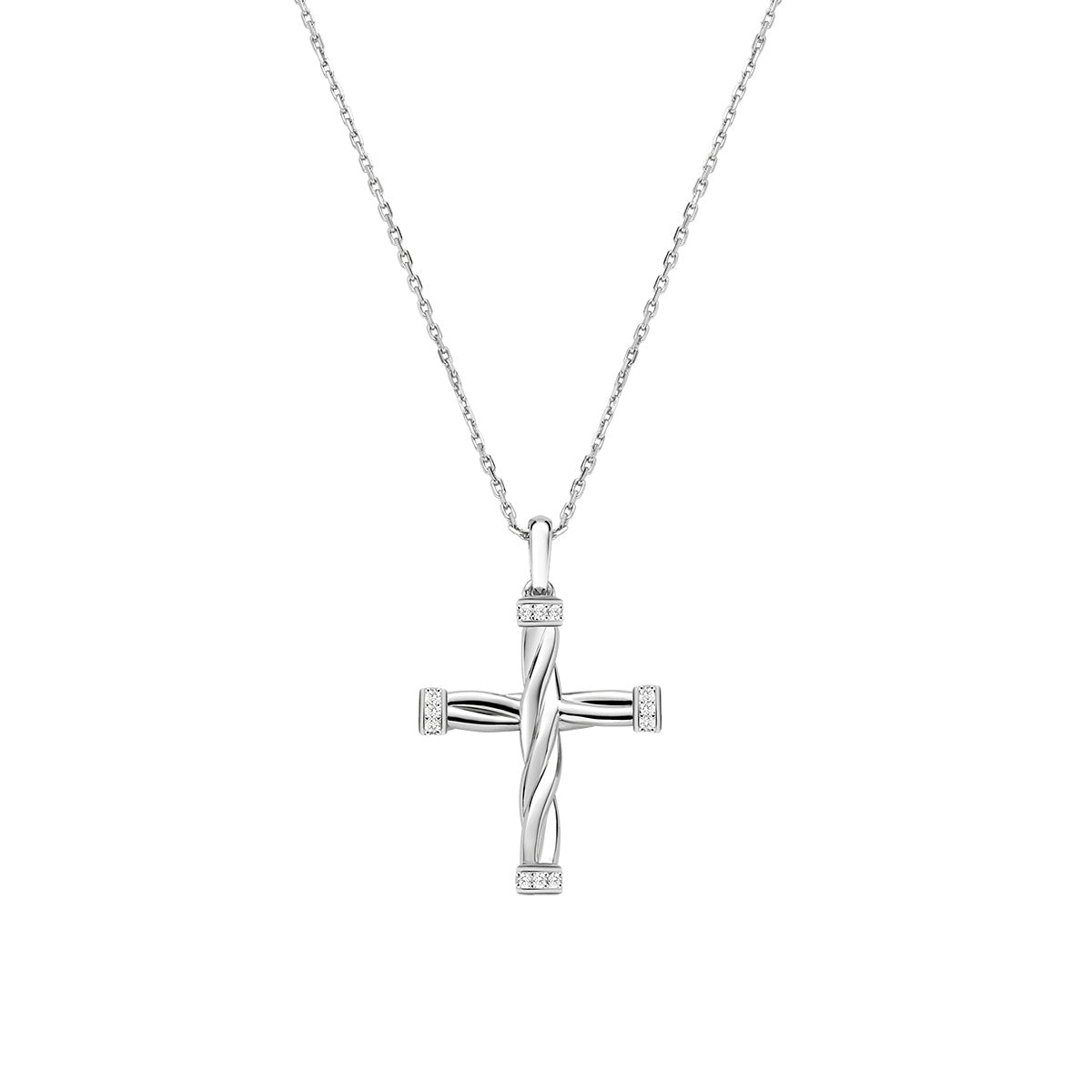 Collana Croce a Corda Rodio