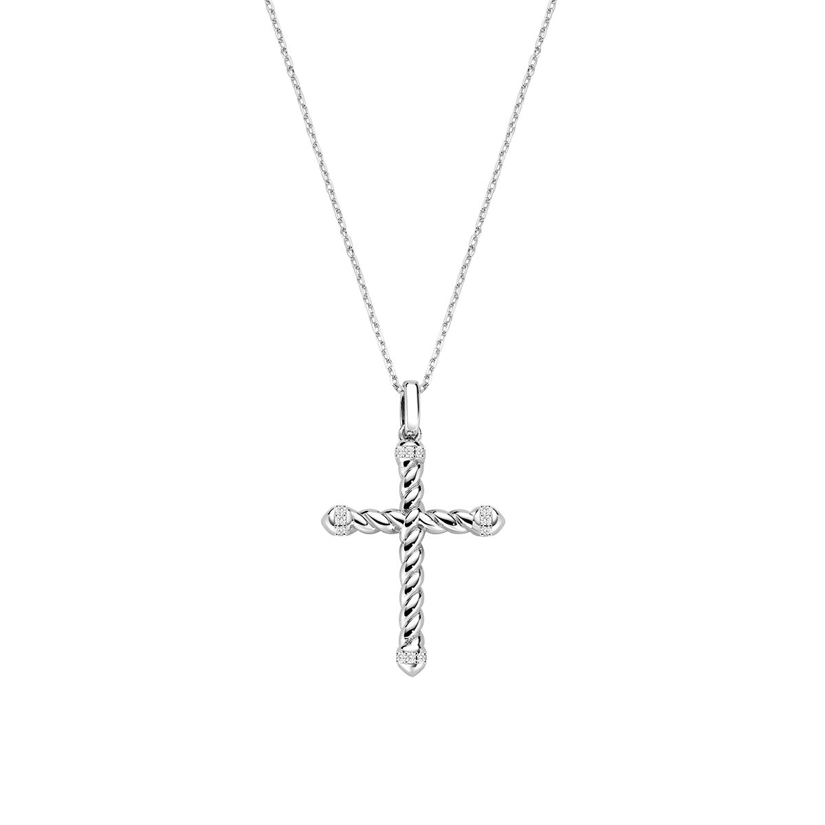 Collana Croce Intrecciata Rodio