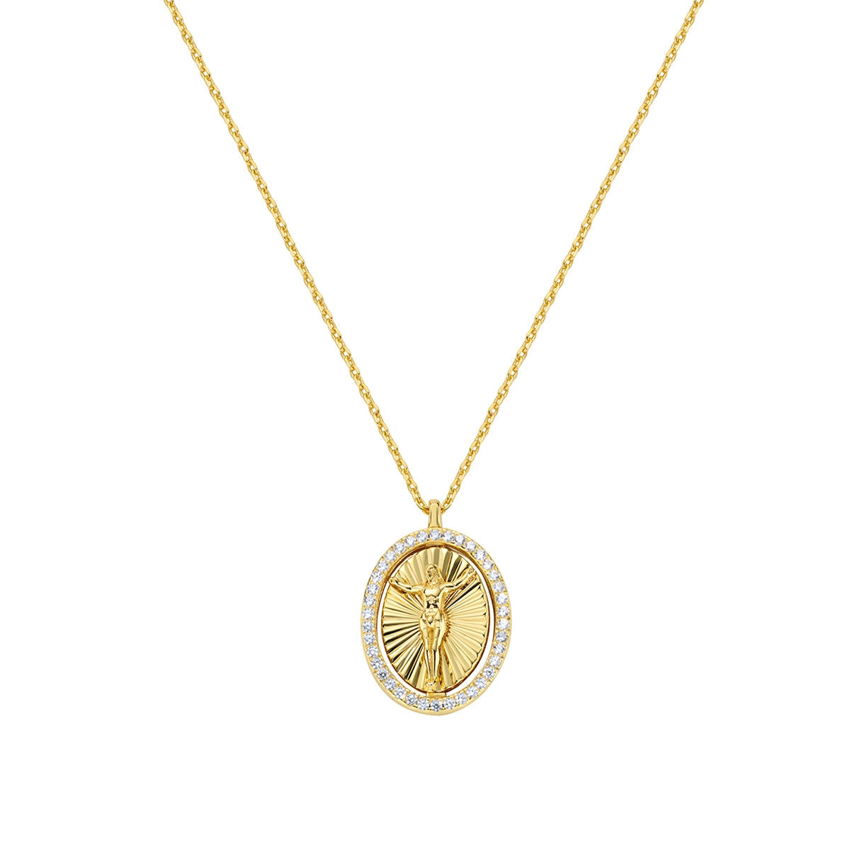 Collana Crocifisso con Medaglia Girevole Dorato