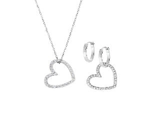Set Collana e Orecchini Rodio Zirconi Bianchi