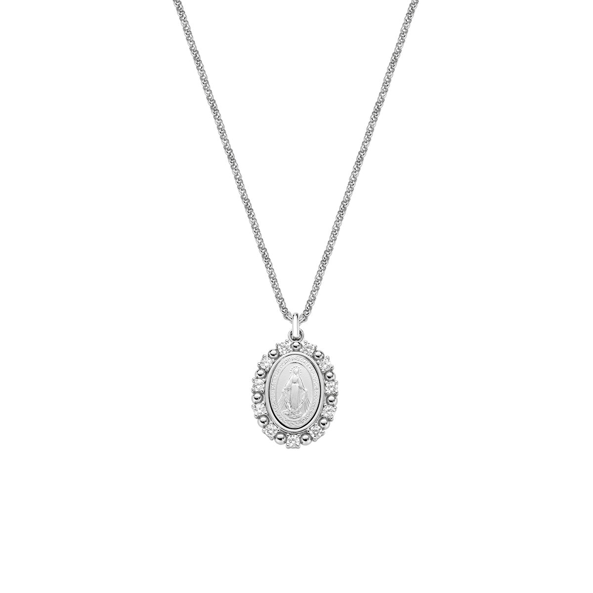 Collana in Ottone Miracolosa con Bordo di Zirconi Rodio