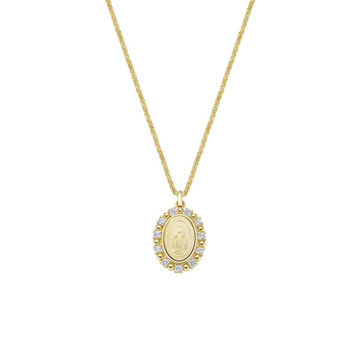 Collana in Ottone Dorato Miracolosa con Bordo di Zirconi