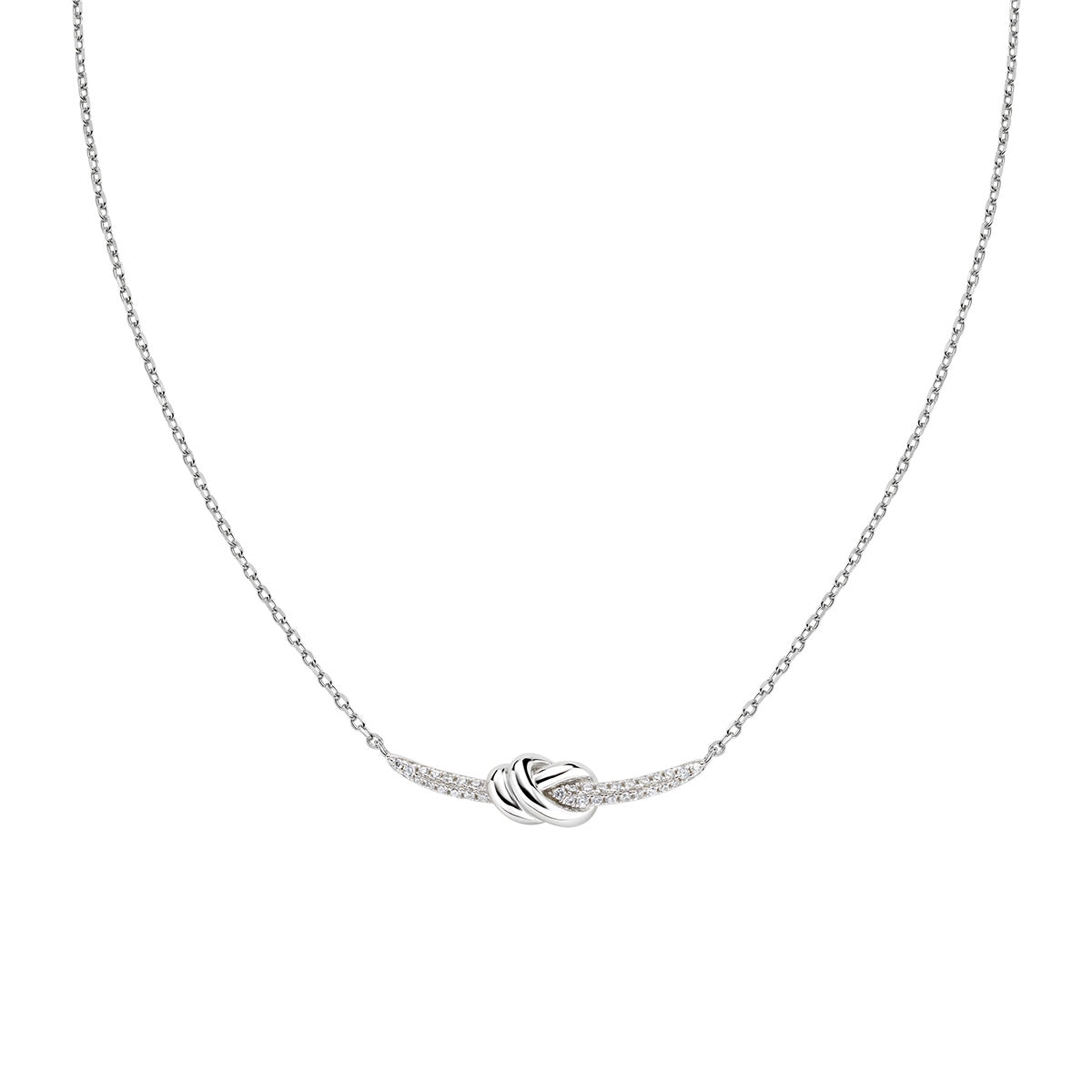 Collana Nodo d'Amore in Ottone Rodio con Zirconi
