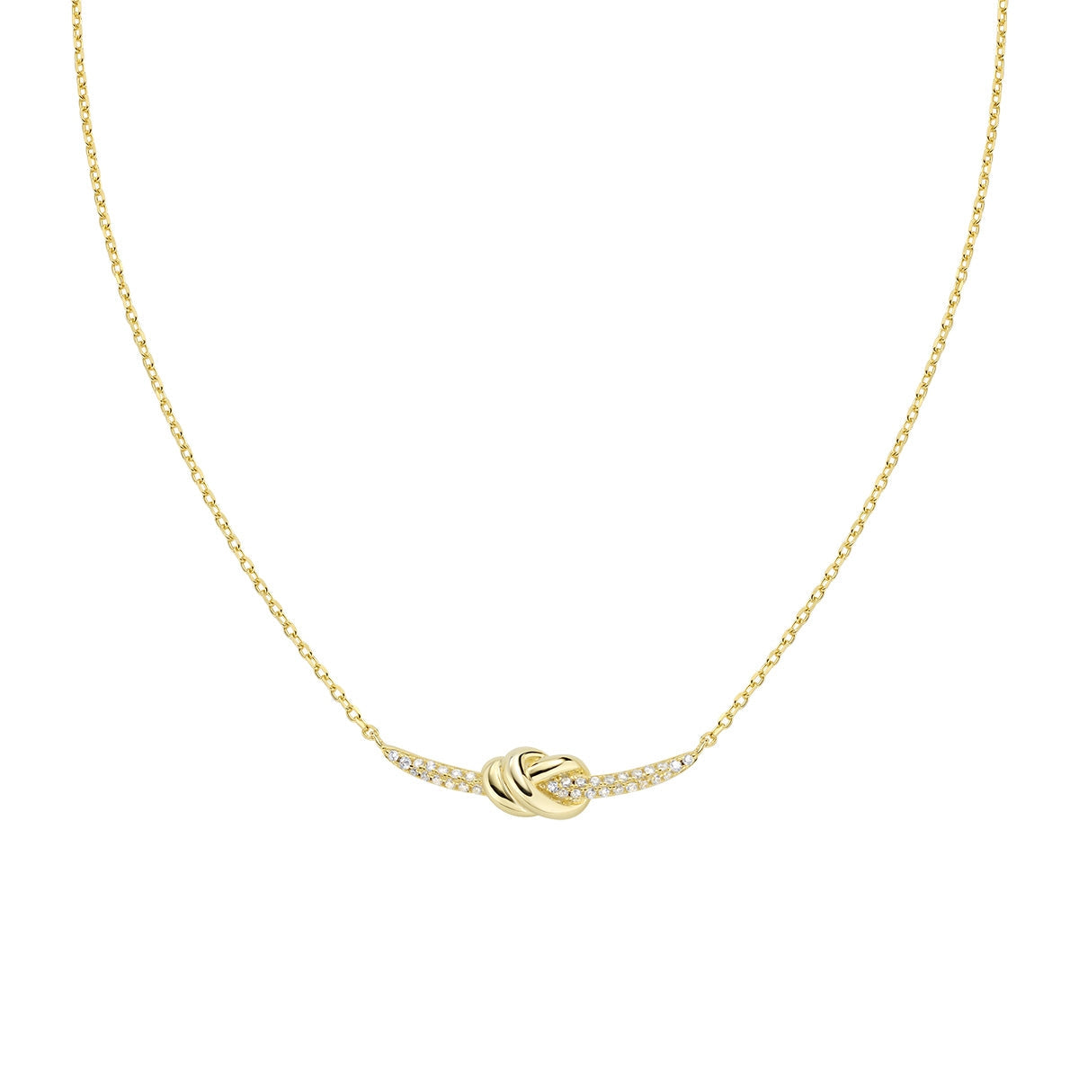 Collana Nodo d'Amore in Ottone Dorato con Zirconi