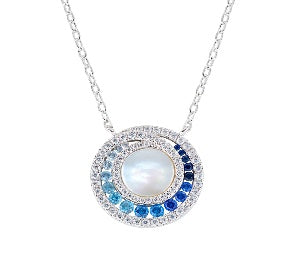 Collana Madreperla Zirconi Degradé Blu