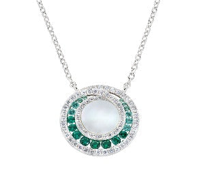 Collana Madreperla Zirconi Degradé Verdi