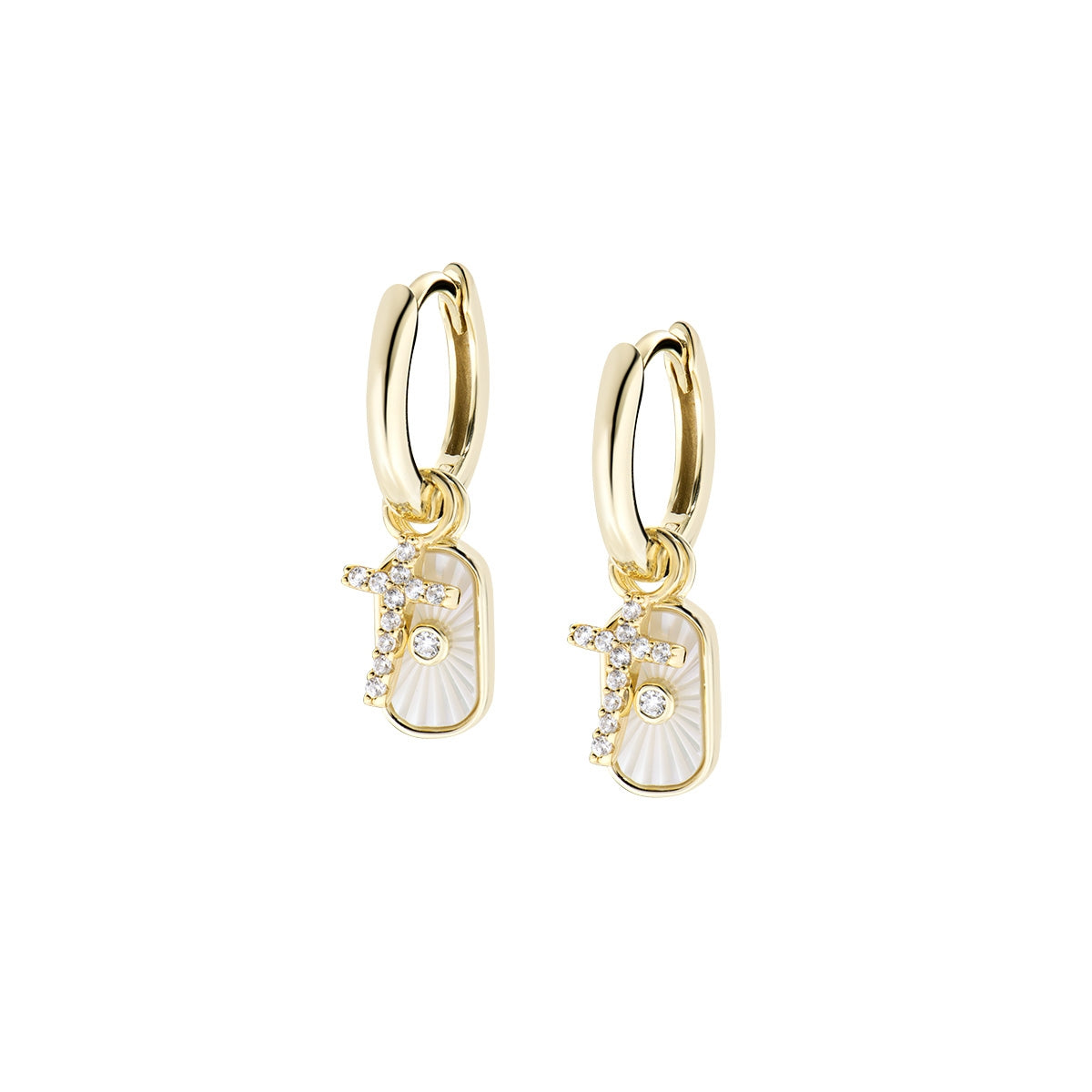 Orecchini Charm Madreperla e Croce