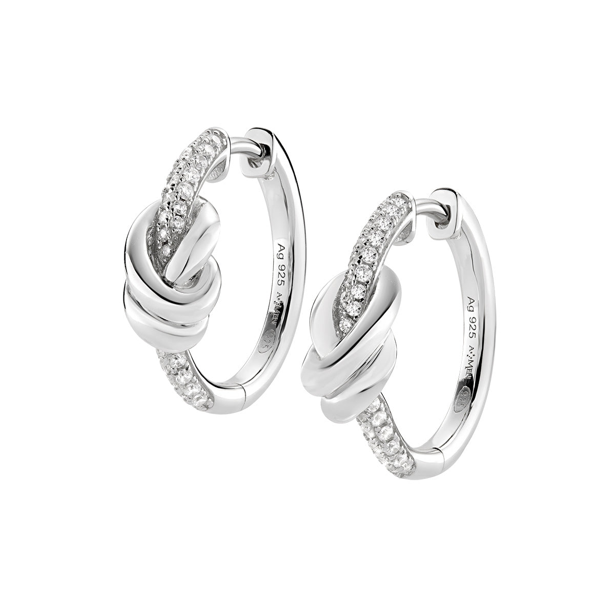 Orecchini Nodo d'Amore in Ottone con Zirconi Rodio