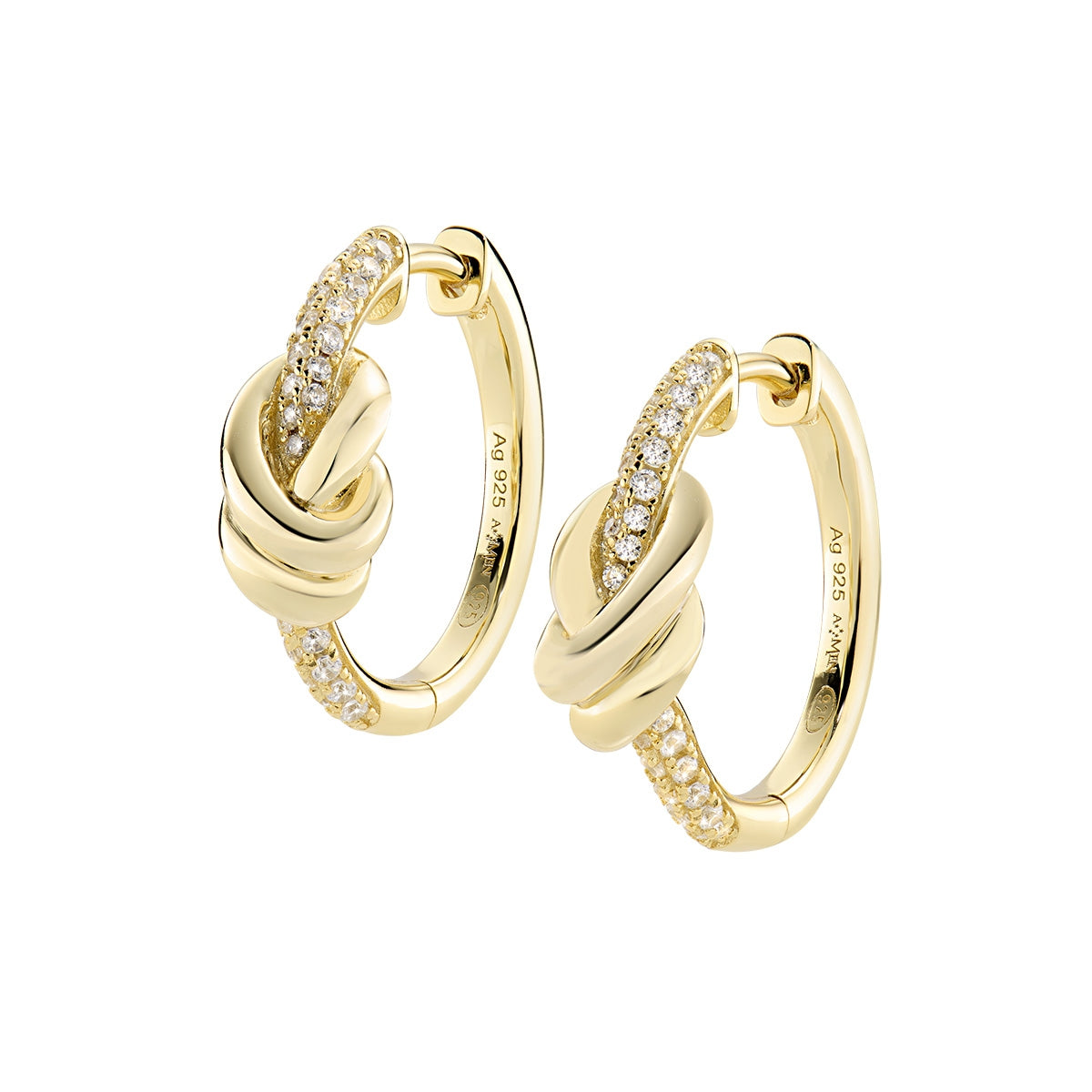 Orecchini Nodo d'Amore in Ottone Dorato con Zirconi