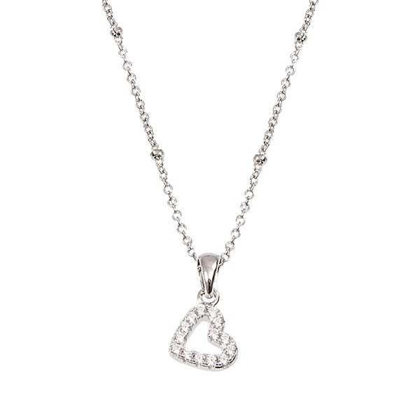 Collana in argento con cuore pendente in zirconi Default Title