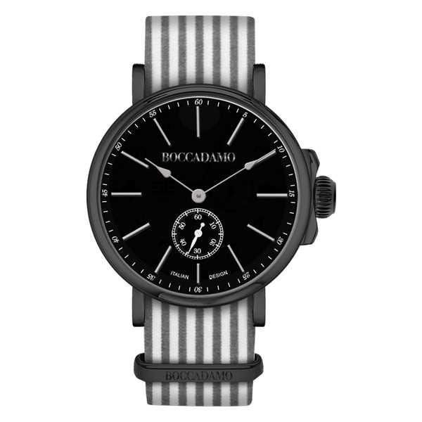 Orologio con quadrante nero e cinturino sartoriale Default Title