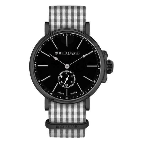 Orologio con quadrante nero e cinturino sartoriale vichy Default Title