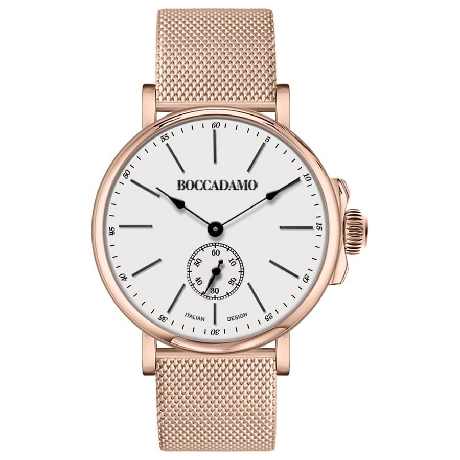 Orologio con quadrante bianco e maglia Milano rosata Default Title