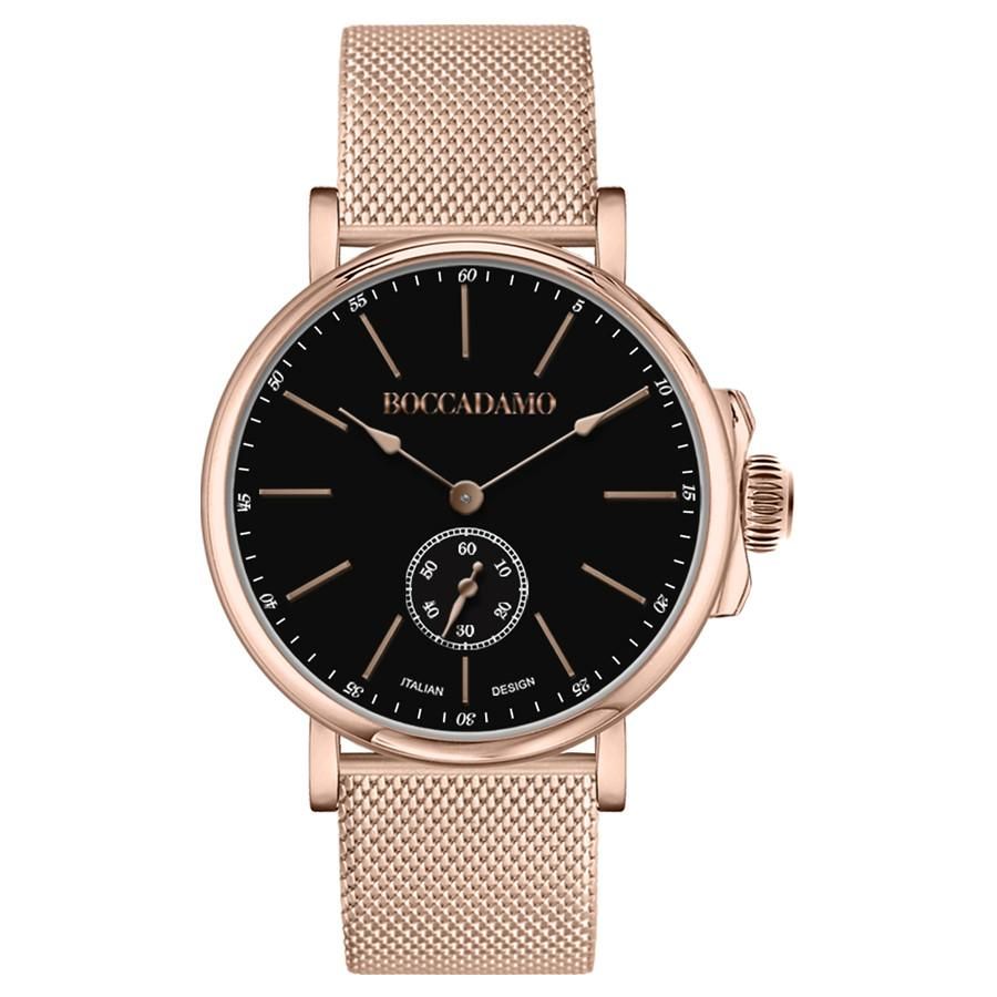 Orologio con quadrante nero e maglia Milano rosata Default Title