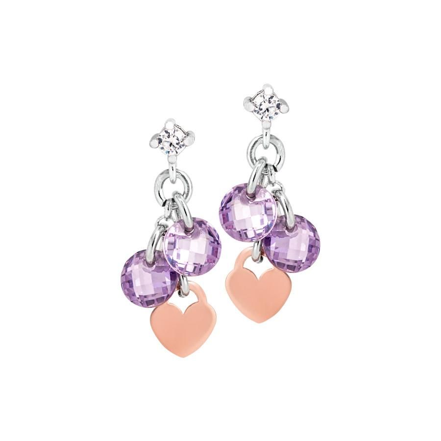 Orecchini in argento con charms rosati e zirconi lavanda Default Title