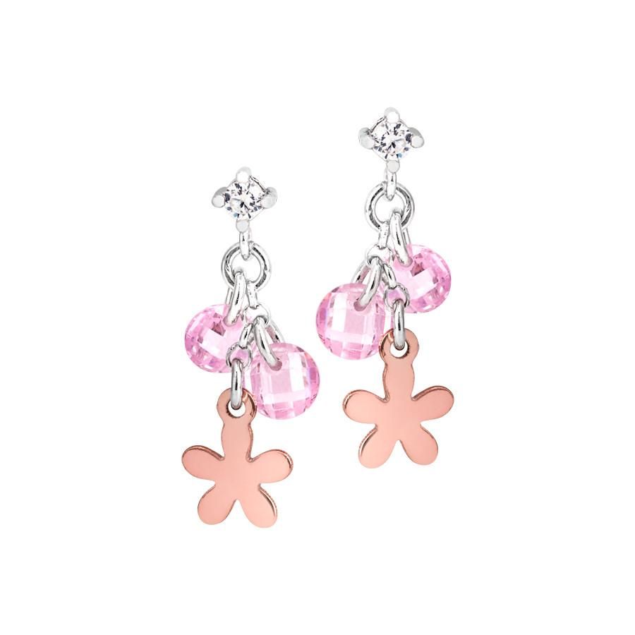 Orecchini in argento con charms rosati e zirconi rosa Default Title