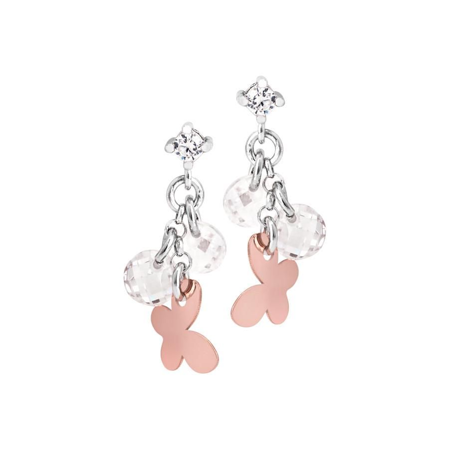 Orecchini in argento con charms rosati e zirconi bianchi Default Title