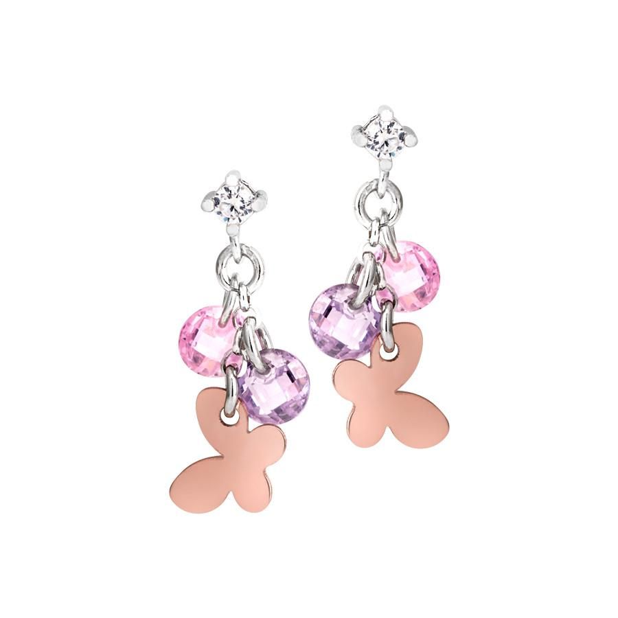 Orecchini in argento con charms e zirconi rosa e lavanda Default Title