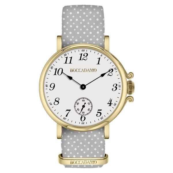 Orologio da donna con quadrante bianco, cassa dorata e cinturino di nylon Default Title