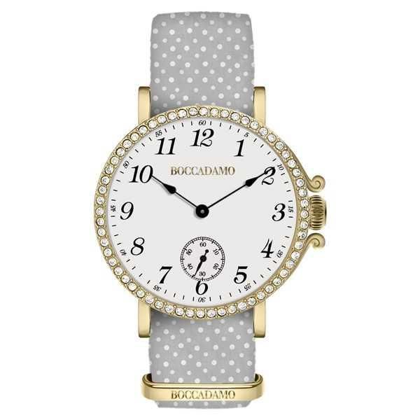 Orologio da donna con quadrante bianco, cassa dorata in Swarovski e cinturino di nylon Default Title
