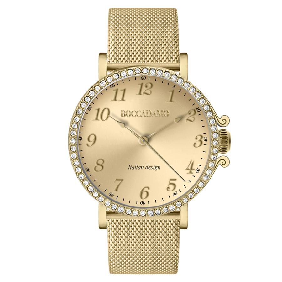 Orologio donna con cinturino maglia Milano gold, quadrante gold e ghiera di Swarovski Default Title