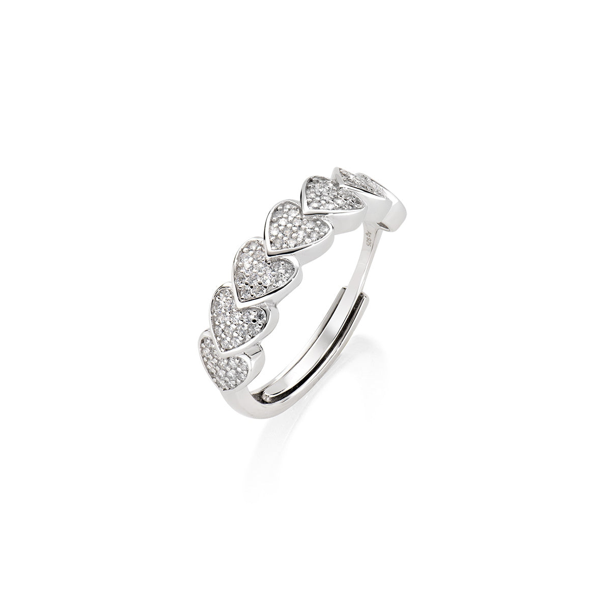 Anello Tanti Cuori Pavé Regolabile