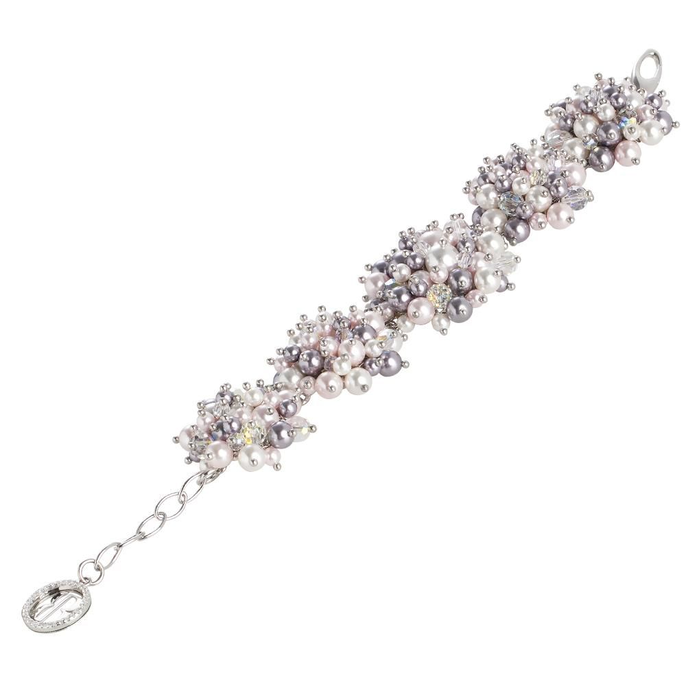 Bracciale con bouquet di perle e cristalli Swarovski aurora boreale, mauve, rosaline e white Default Title